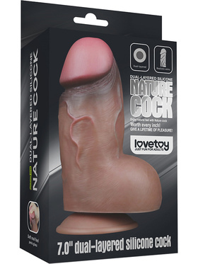 LoveToy: Dual-Layered Silicone Cock, 18 cm, mørk