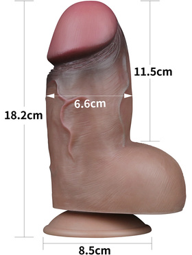 LoveToy: Dual-Layered Silicone Cock, 18 cm, mørk