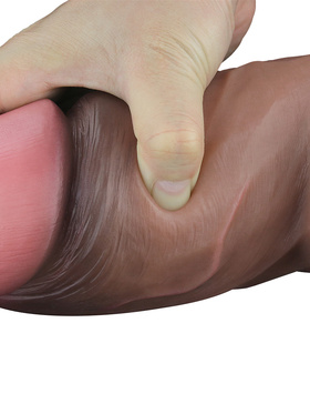 LoveToy: Dual-Layered Silicone Cock, 18 cm, mørk