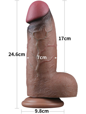 LoveToy: Dual-Layered Silicone XXL Cock, 25 cm, mørk