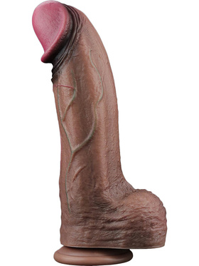 LoveToy: Dual-Layered Silicone XXL Cock, 33 cm, mørk