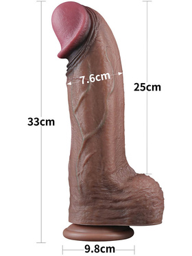 LoveToy: Dual-Layered Silicone XXL Cock, 33 cm, mørk