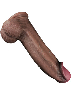 LoveToy: Dual-Layered Silicone XXL Cock, 33 cm, mørk