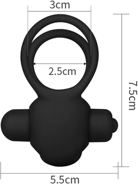 LoveToy: Power Clit Duo Cockring, svart