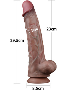 LoveToy: Dual-Layered Silicone Cock, 29.5 cm, mørk