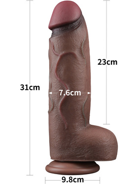 LoveToy: Dual-Layered Silicone XXL Cock, 31 cm, mørk