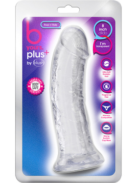 B Yours Plus: Roar n' Ride Dildo, 20 cm, gjennomsiktig