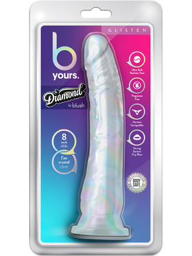 B Yours: Diamond Glisten Dildo, 22 cm, gjennomsiktig