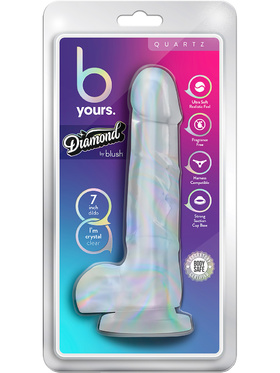 B Yours: Diamond Quartz Dildo, 19 cm, gjennomsiktig