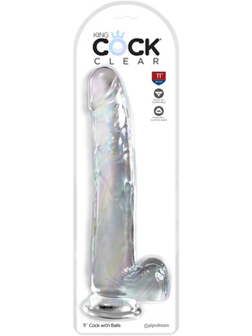 King Cock Clear: Dildo with Balls, 30.5 cm, gjennomsiktig