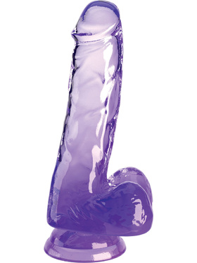 King Cock Clear: Dildo with Balls, 18 cm, lilla 