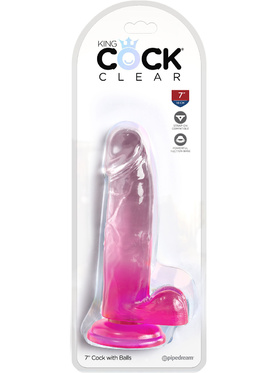 King Cock Clear: Dildo with Balls, 20 cm, rosa