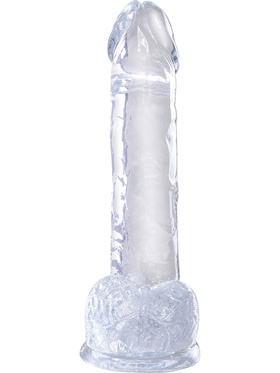 King Cock Clear: Dildo with Balls, 20 cm, gjennomsiktig