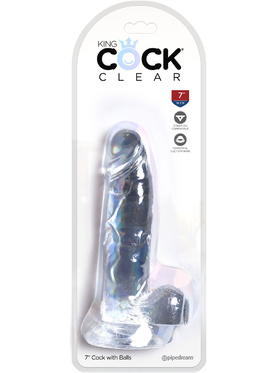 King Cock Clear: Dildo with Balls, 20 cm, gjennomsiktig