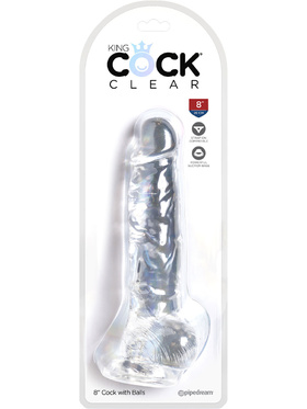 King Cock Clear: Dildo with Balls, 22 cm, gjennomsiktig