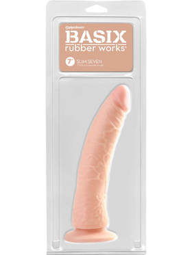 Pipedream Basix: Slim Seven Dildo, 20.5 cm, lys