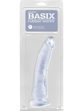 Pipedream Basix: Slim Seven Dildo, 20.5 cm, gjennomsiktig