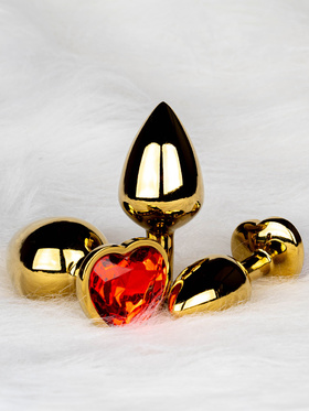Ouch!: Heart Gem Metal Butt Plug, small, gull