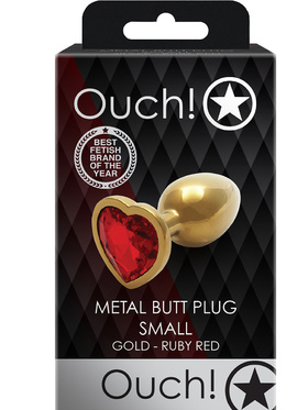 Ouch!: Heart Gem Metal Butt Plug, small, gull