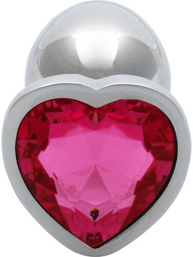 Ouch!: Heart Gem Metal Butt Plug, small, sølv