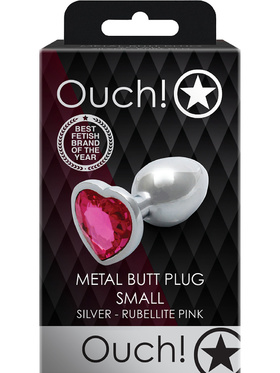 Ouch!: Heart Gem Metal Butt Plug, small, sølv