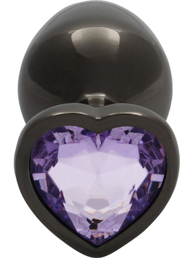 Ouch!: Heart Gem Metal Butt Plug, medium, grå