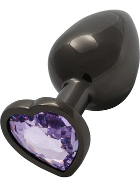 Ouch!: Heart Gem Metal Butt Plug, medium, grå