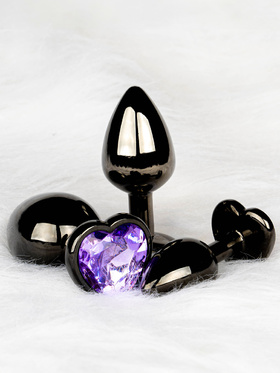 Ouch!: Heart Gem Metal Butt Plug, medium, grå