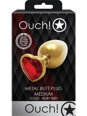 Ouch!: Heart Gem Metal Butt Plug, medium, gull