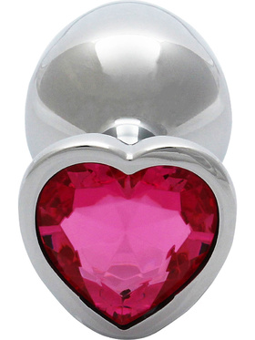 Ouch!: Heart Gem Metal Butt Plug, medium, sølv