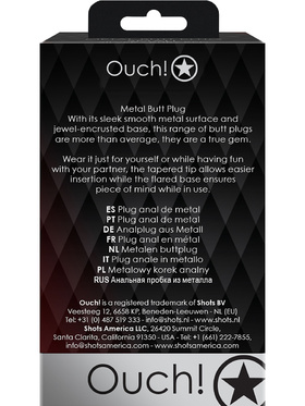 Ouch!: Heart Gem Metal Butt Plug, medium, sølv