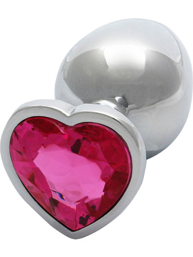 Ouch!: Heart Gem Metal Butt Plug, medium, sølv