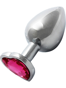 Ouch!: Heart Gem Metal Butt Plug, medium, sølv