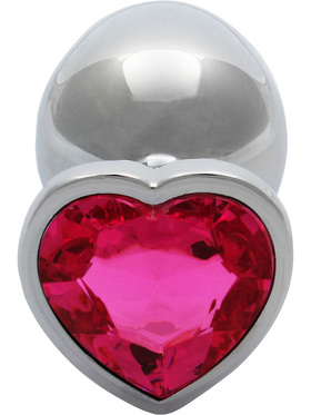 Ouch!: Heart Gem Metal Butt Plug, large, sølv