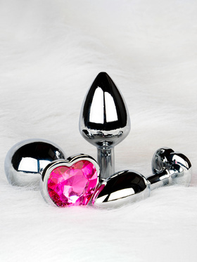 Ouch!: Heart Gem Metal Butt Plug, large, sølv