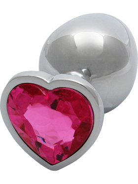 Ouch!: Heart Gem Metal Butt Plug, large, sølv