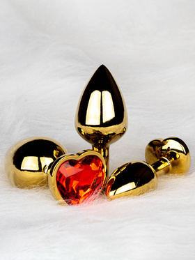 Ouch!: Heart Gem Metal Butt Plug, large, gull