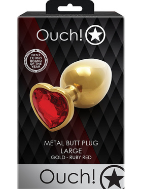 Ouch!: Heart Gem Metal Butt Plug, large, gull