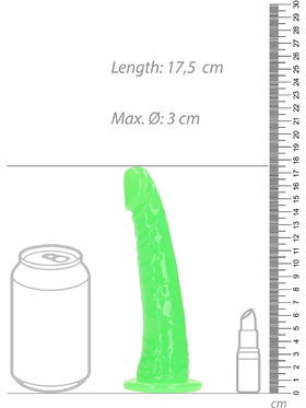 RealRock: Glow in the Dark Realistic Dildo, 15.5 cm, grønn