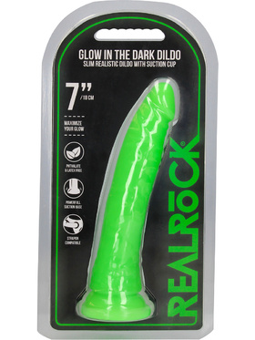 RealRock: Glow in the Dark Realistic Dildo, 18 cm, grønn