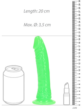 RealRock: Glow in the Dark Realistic Dildo, 18 cm, grønn