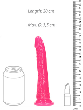 RealRock: Glow in the Dark Realistic Dildo, 18 cm, rosa