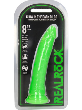 RealRock: Glow in the Dark Realistic Dildo, 20 cm, grønn
