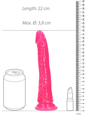 RealRock: Glow in the Dark Realistic Dildo, 20 cm, rosa