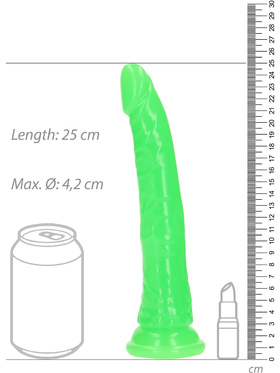 RealRock: Glow in the Dark Realistic Dildo, 22.5 cm, grønn