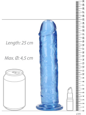 RealRock: Crystal Clear Straight Realistic Dildo, 23 cm, blå