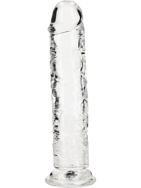 RealRock: Crystal Clear Straight Realistic Dildo, 23 cm, gjennomsiktig