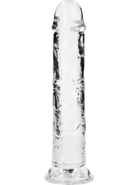 RealRock: Crystal Clear Straight Realistic Dildo, 23 cm, gjennomsiktig