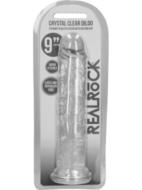 RealRock: Crystal Clear Straight Realistic Dildo, 23 cm, gjennomsiktig