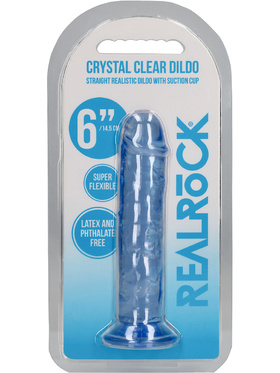 RealRock: Crystal Clear Straight Realistic Dildo, 14.5 cm, blå